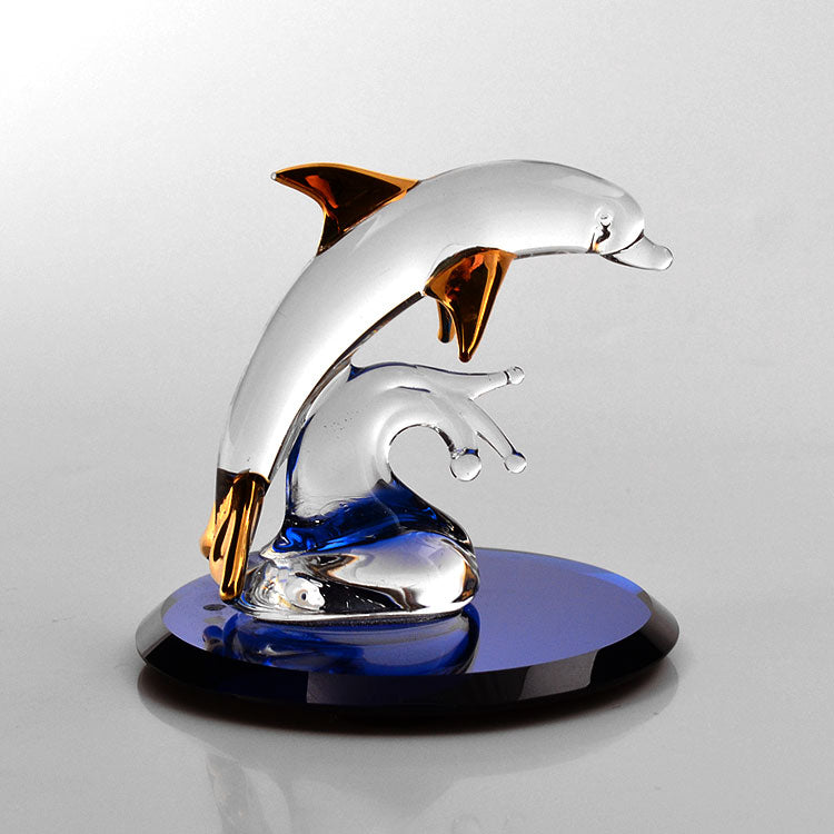 Glass Dolphin on Blue