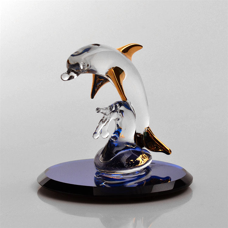 Glass Dolphin on Blue