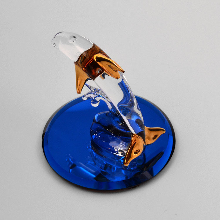 Glass Dolphin on Blue