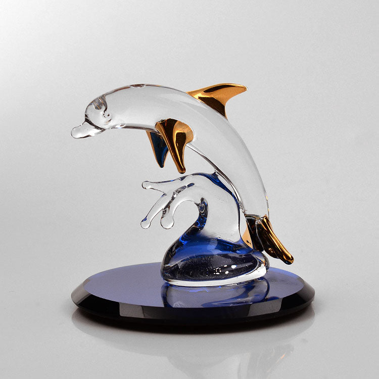 Glass Dolphin on Blue