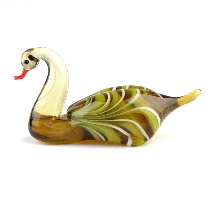 Brown Duck Glass Figurine