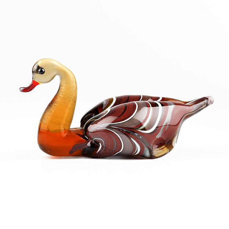 Brown Duck Glass Figurine