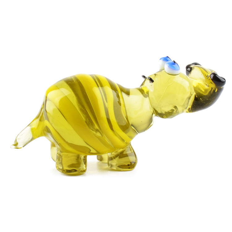 Funny Hippo Glass Figurine