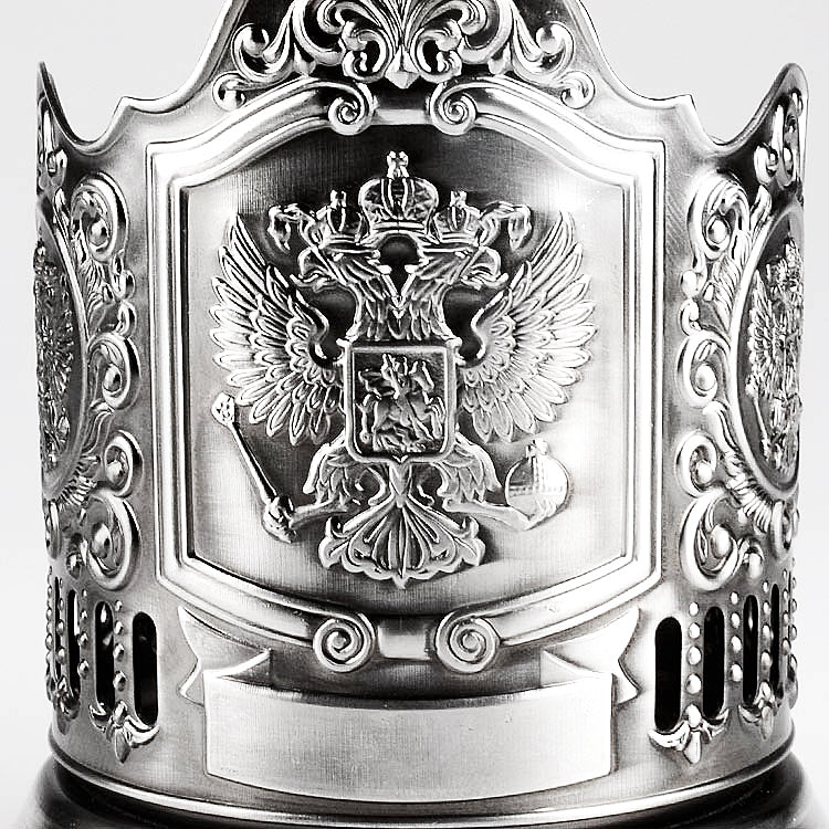 Double Headed Eagle Russian Crest Tea Glass Holder Set