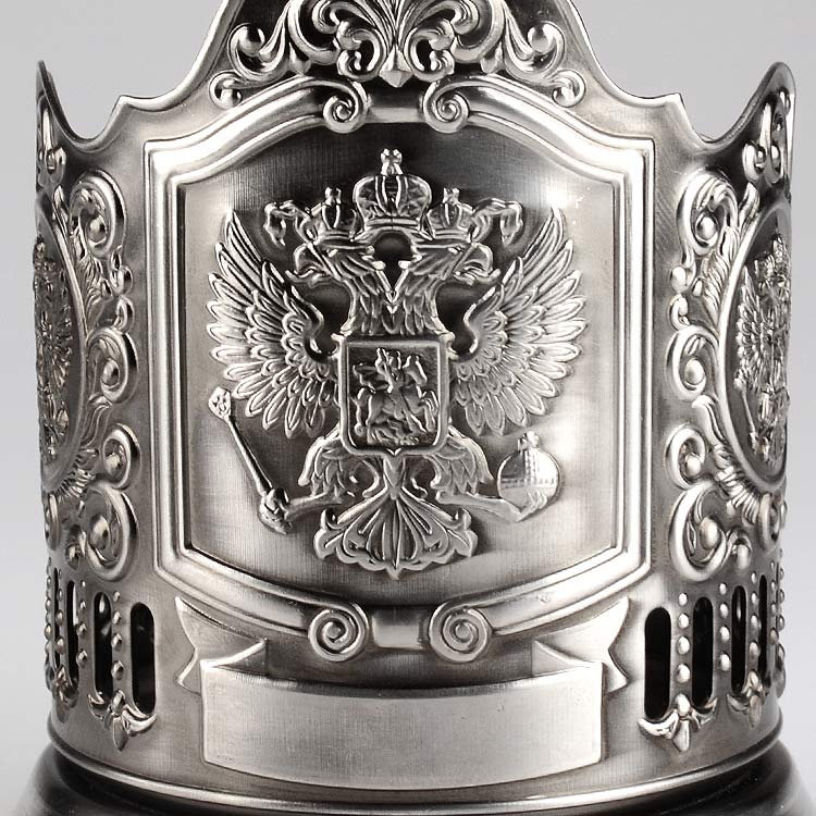 Russian Crest Tea Glass Holder Set