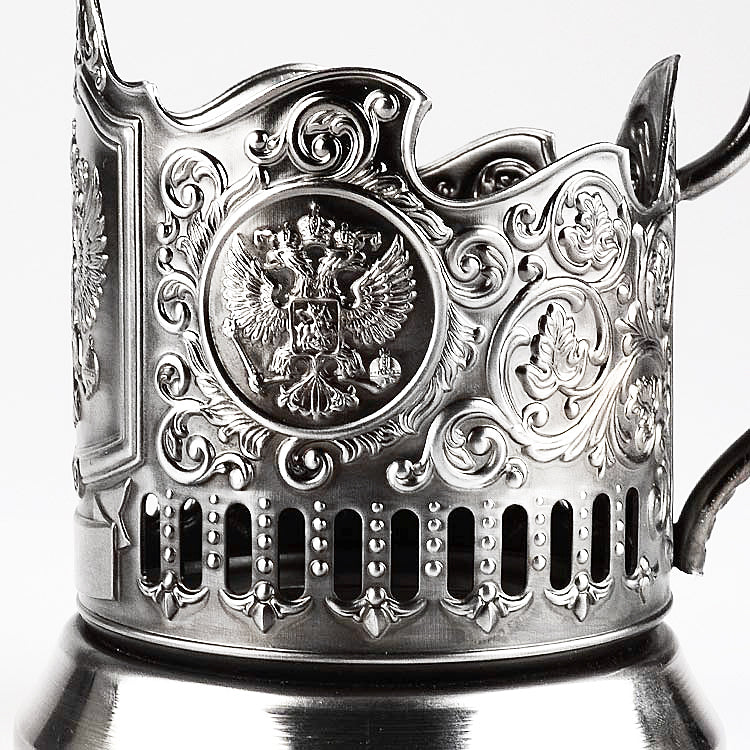 Double Headed Eagle Russian Crest Tea Glass Holder Set