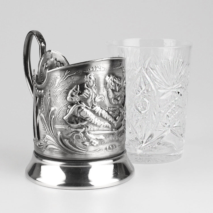 Russian Hunters at Rest Tea Glass Holder Set