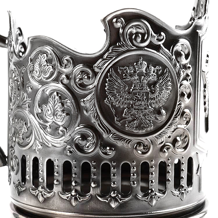 Double Headed Eagle Russian Crest Tea Glass Holder Set