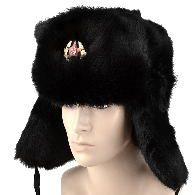Real Fur Soviet Ushanka with Emblem