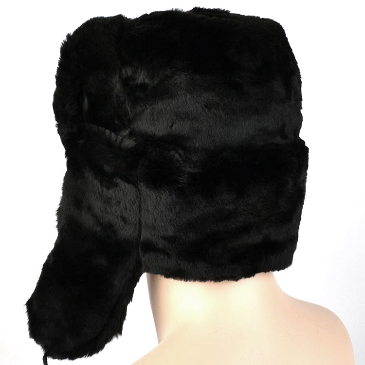 Faux Fur Military Ushanka Hat with Soviet Emblem