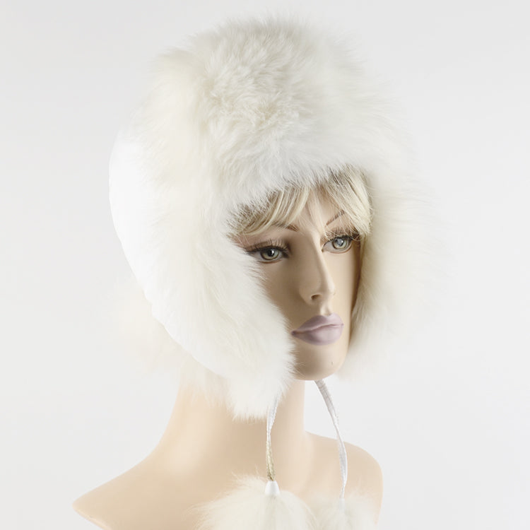 Genuine Polar Fox Fur Aviator Hat