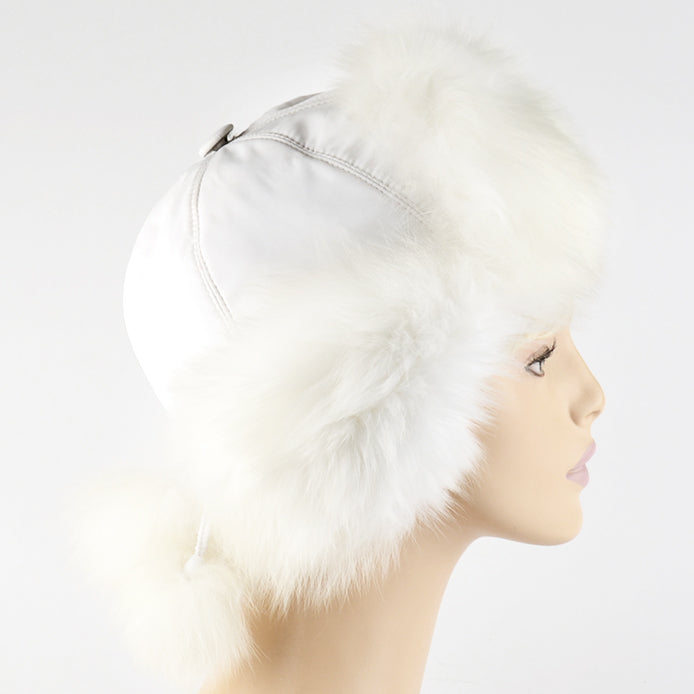 Genuine Polar Fox Fur Aviator Hat