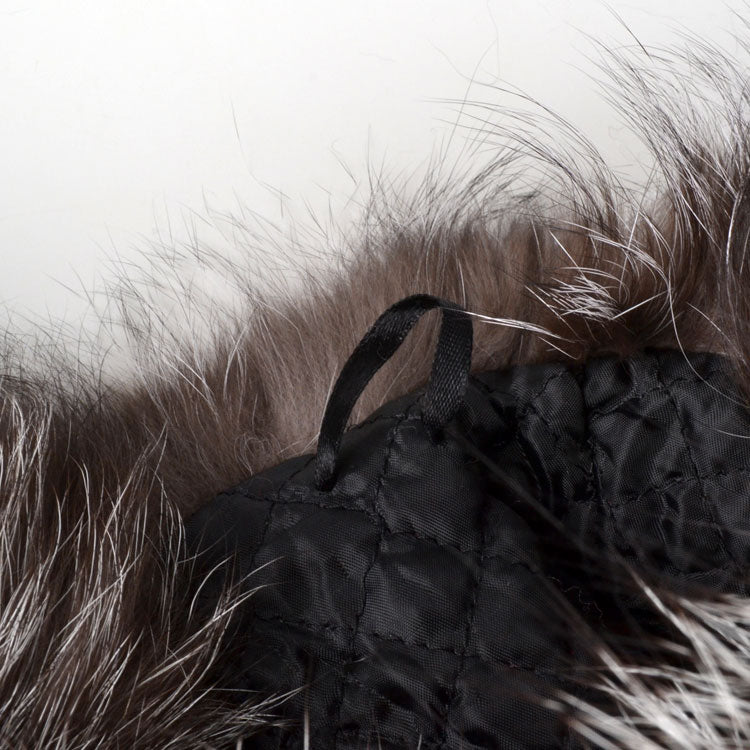 Silver Fox Fur Hat with Pom Poms