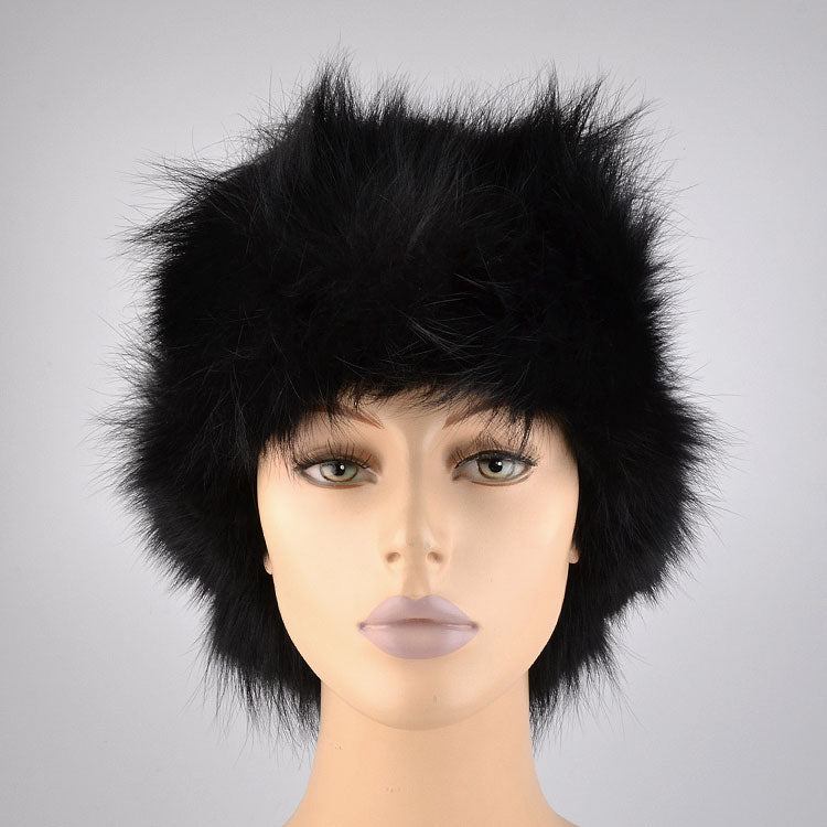 Black Fox Fur & Leather Hat