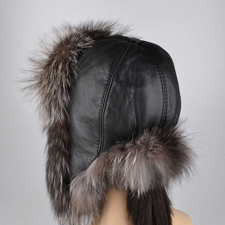 Genuine Silver Fox Fur Russian Hat