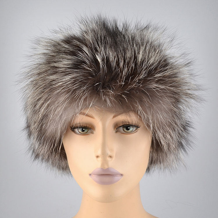Genuine Silver Fox Fur Russian Hat