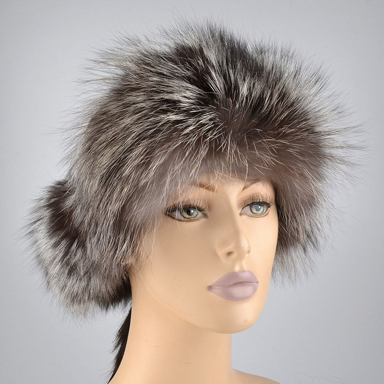 Genuine Silver Fox Fur Russian Hat