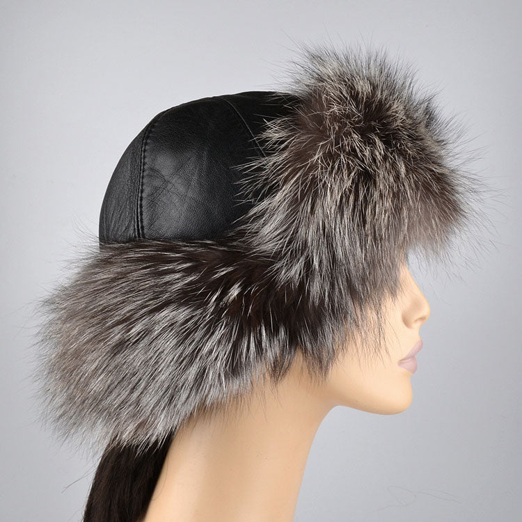 Genuine Silver Fox Fur Russian Hat