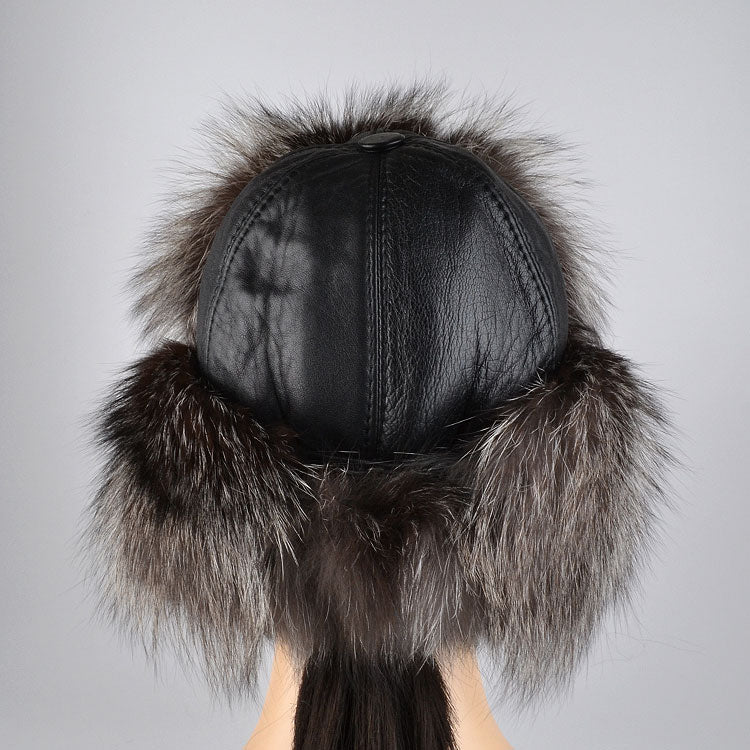 Genuine Silver Fox Fur Russian Hat