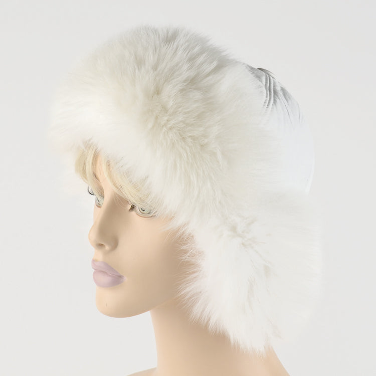 Polar Fox Fur and Leather Hat