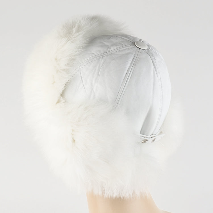 Polar Fox Fur and Leather Hat