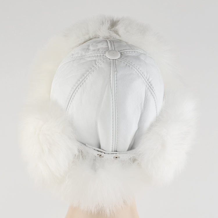Polar Fox Fur and Leather Hat