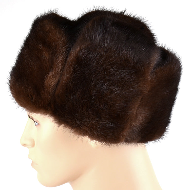 SOLD AS-IS Suede & Mink Fur Ushanka