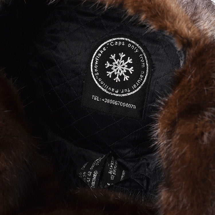 SOLD AS-IS Suede & Mink Fur Ushanka