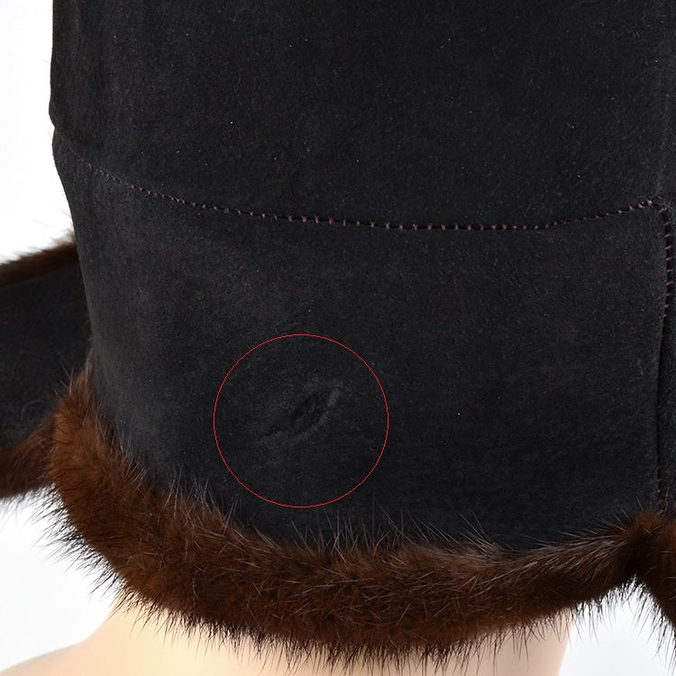 SOLD AS-IS Suede & Mink Fur Ushanka