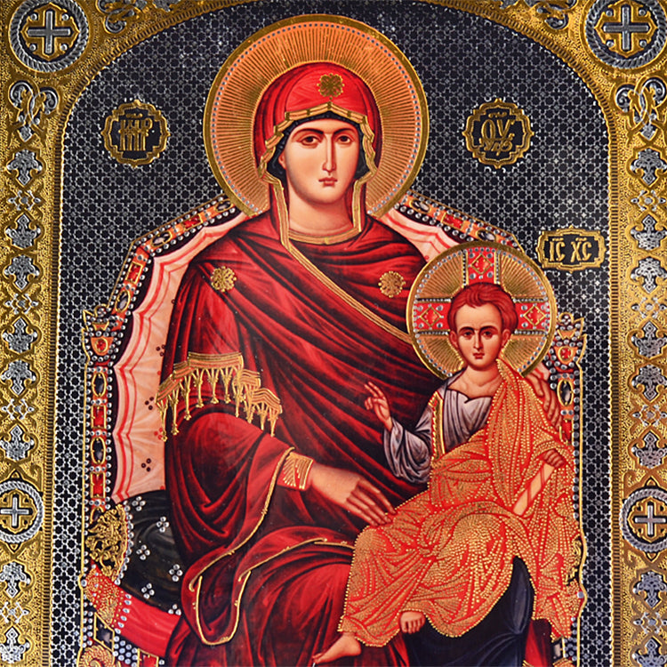Enthroned Madonna and Child Orthodox Icon