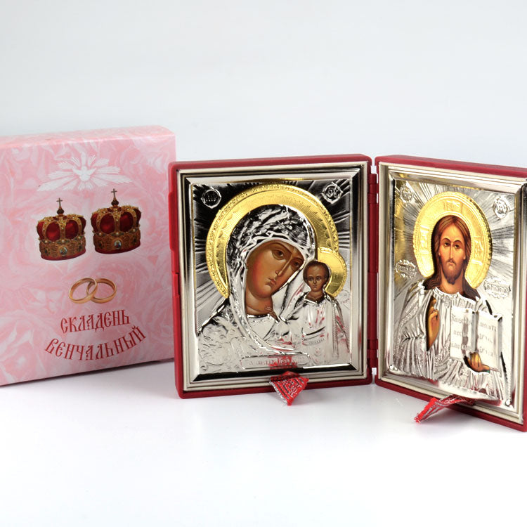 Christ & Virgin Of Kazan Diptych Wedding Icon Set