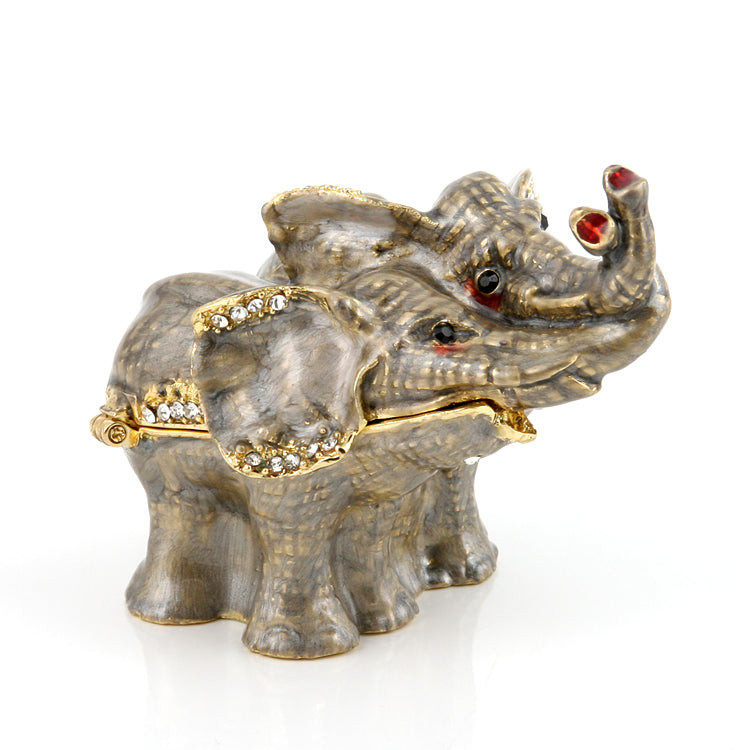 Elephant Couple in Love Trinket Box