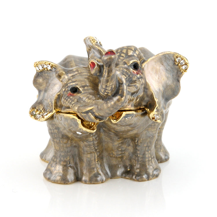 Elephant Couple in Love Trinket Box