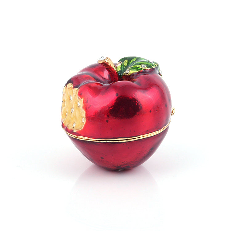 Red Bitten Apple Mini Jewelry Trinket Box