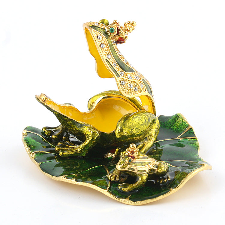 Two Frogs on Lily Pad Trinket Box