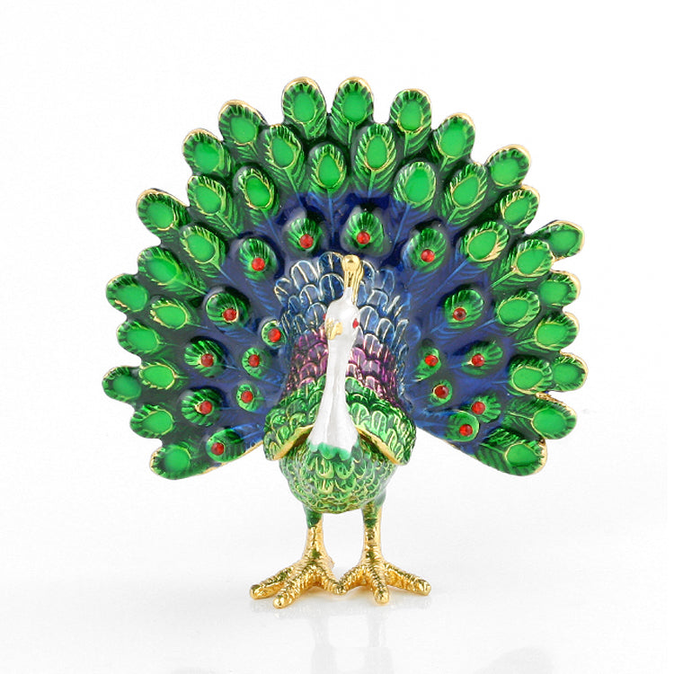 Blue and Green Peacock Trinket Box