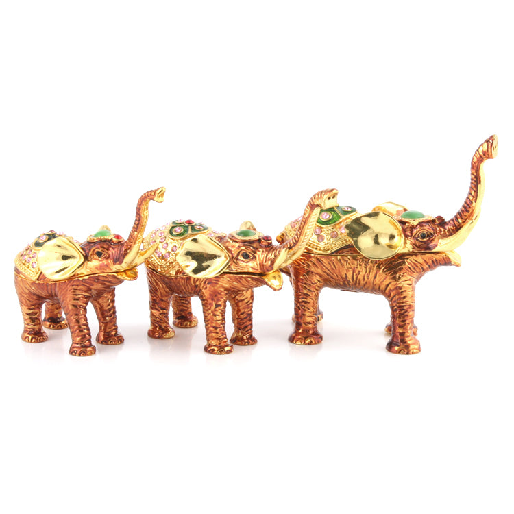 Family of Three Elephants Trinket Box Set