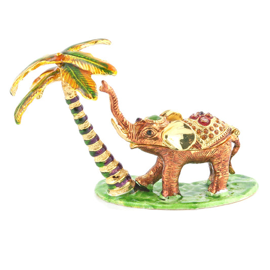 Elephant at Palm Tree Trinket Box