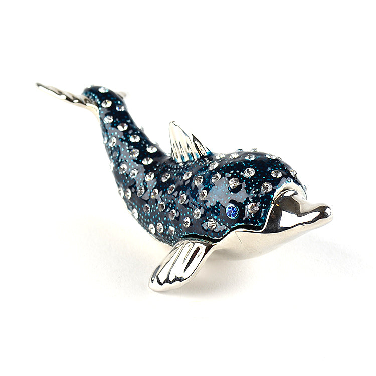Blue Sparkly Dolphin Trinket Box