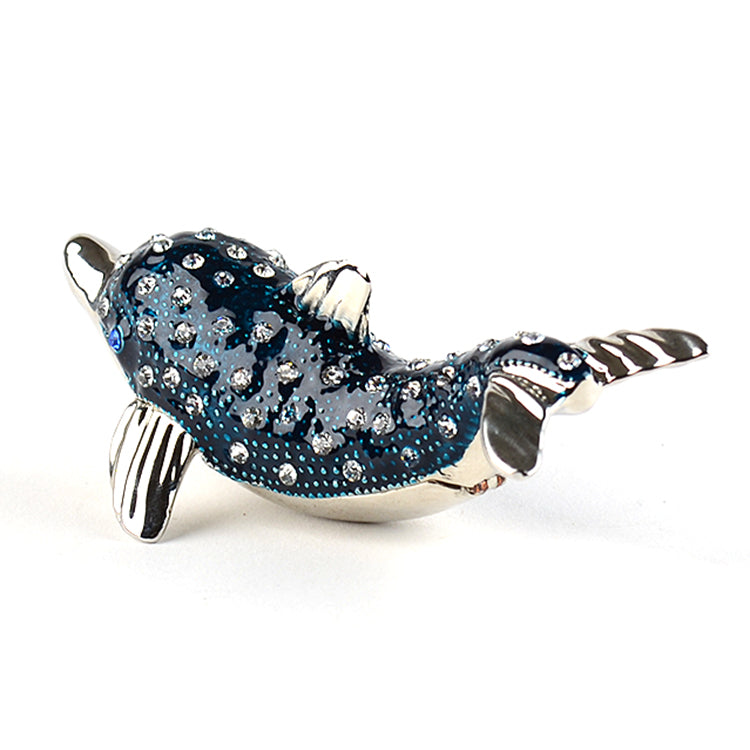 Blue Sparkly Dolphin Trinket Box