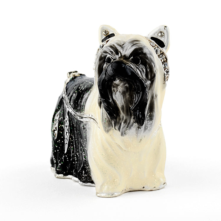 Jeweled Yorkie Dog Trinket Box