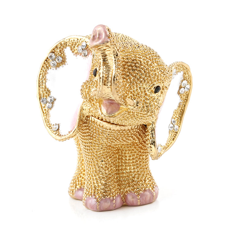 Golden Jeweled Elephant Trinket Box