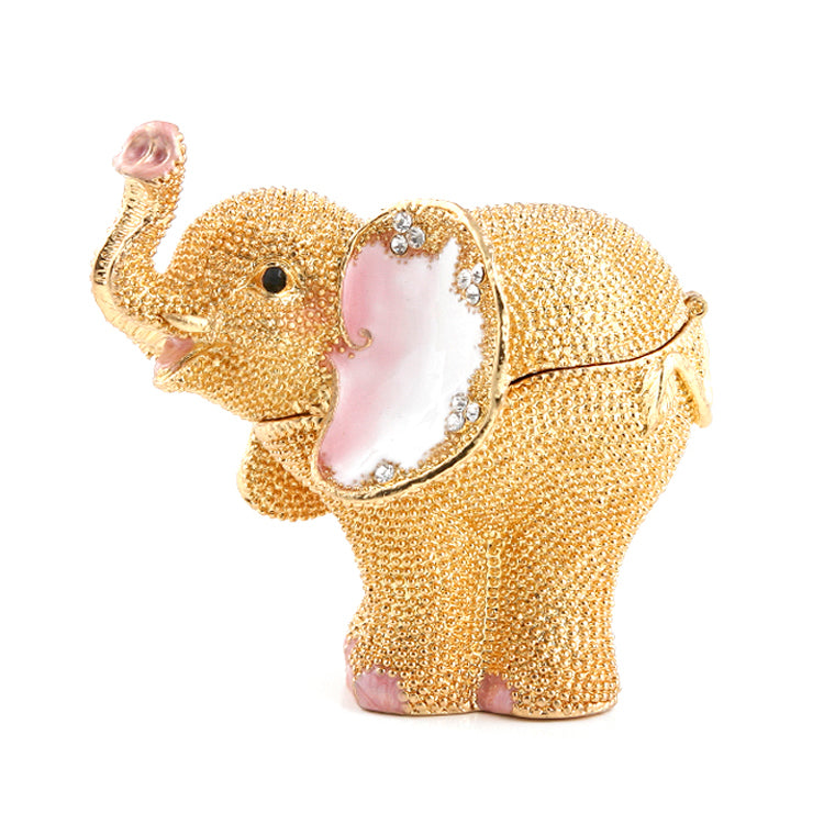 Golden Jeweled Elephant Trinket Box