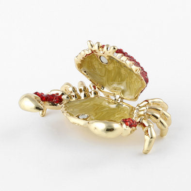 Red Crab with Crystals Trinket Box