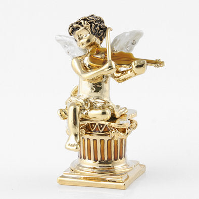 Golden Angel with Violin Trinket Box