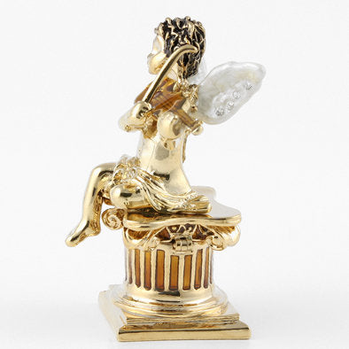 Golden Angel with Violin Trinket Box