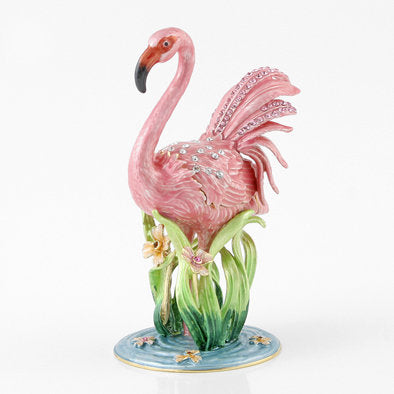 Flamingo in Pond Trinket Box