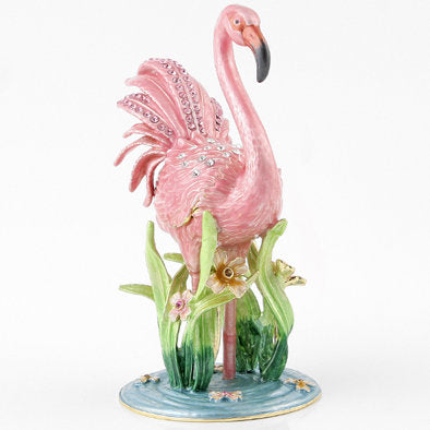Flamingo in Pond Trinket Box