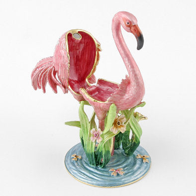 Flamingo in Pond Trinket Box
