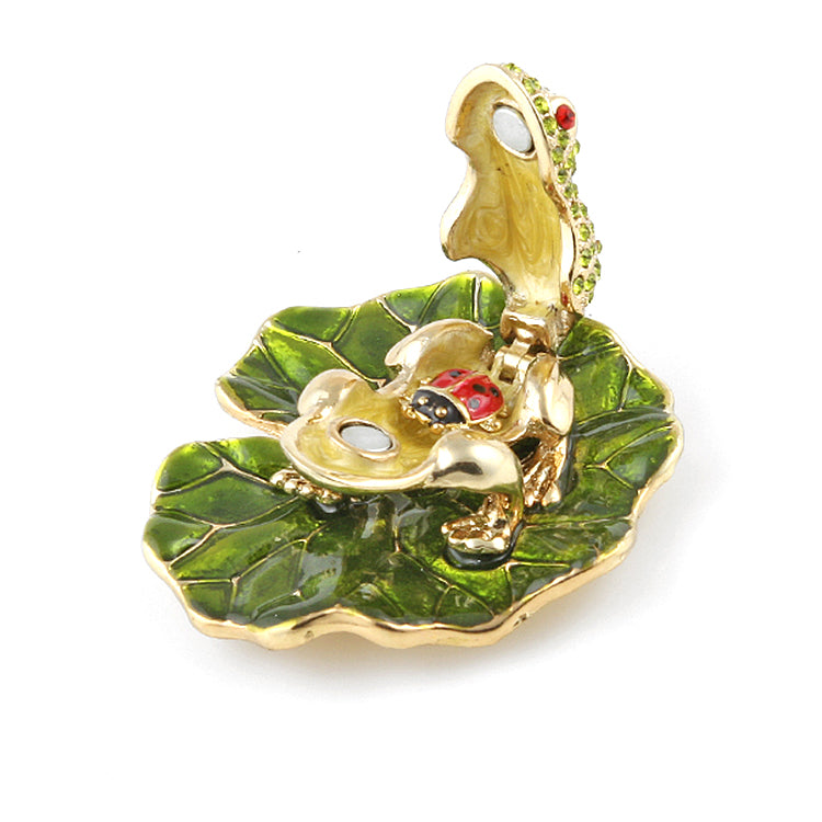 Frog Resting on Lily Pad Trinket Box